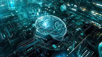Realism of A futuristic vision of a brain-computer interface helping patients with neurological disorders.