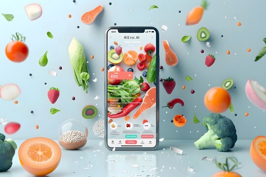 Realism of An advertisement for an AI-powered nutrition app providing personalized diet plans.