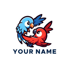 vector parrot in red and blue colors