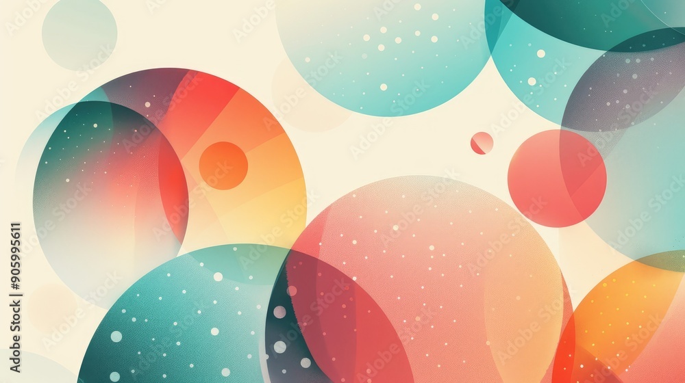 Poster multicolored retro design with blurred circle gradient on white background