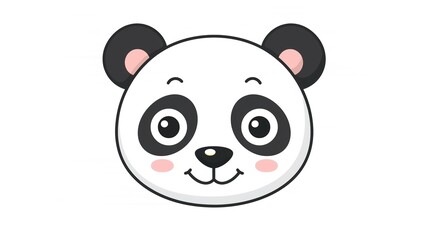 Obraz premium Cute Smiling Panda Head on White Background: Adorable and Expressive Panda Face Illustration