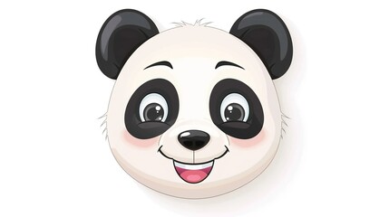 Fototapeta premium Cute Smiling Panda Head on White Background: Adorable and Expressive Panda Face Illustration