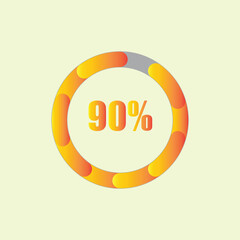 Infographic Circle 90 percent loading or circle 90 percent progress.