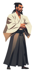 Illustration of a stoic martial artist isolated on transparent background
