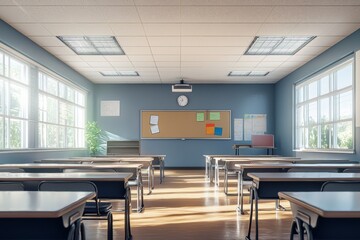 Fototapeta premium Empty School Classroom Interior created with Generative AI