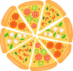 Hand Draw Vector of Pizza Illustration