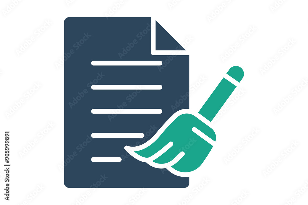 Poster data cleaning icon. paper with cleaner. icon related to purify. solid icon style. data analytics ele