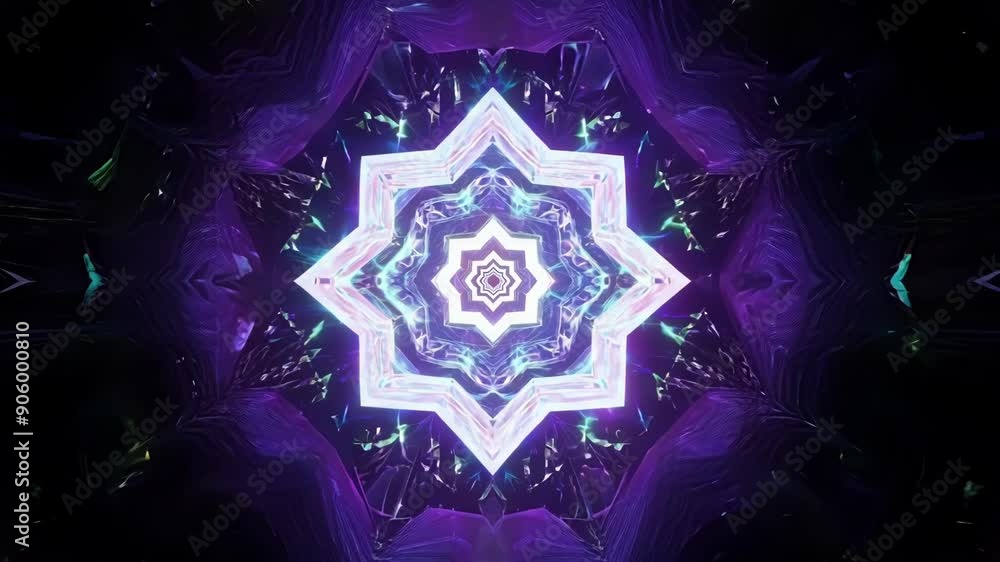 Poster a kaleidoscope of colors and shapes converging and colliding in a cosmic portal.