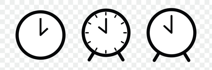 Fototapeta premium Time and clock icons. Set of black clock, stopwatch, timer, watch icon. Black clock icon collection. Clock icon. EPS 10.