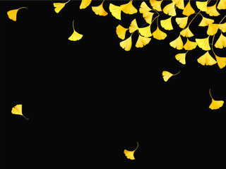 舞い落ちるイチョウの葉の水彩イラスト