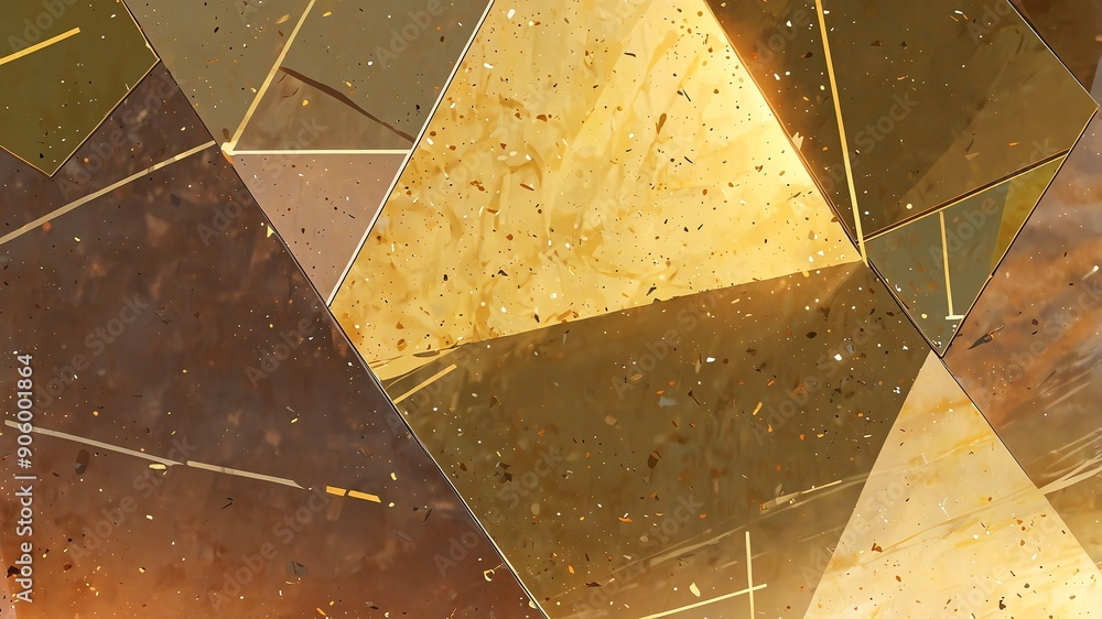 Poster gold triangle pattern shapes retro abstract background illustration art design backdrop copy space