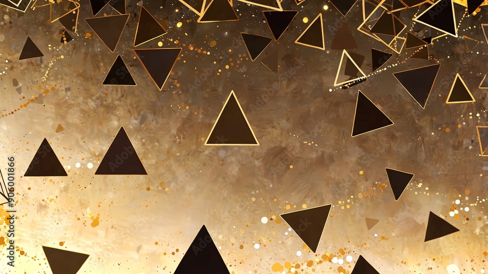 Poster gold triangle pattern shapes retro abstract background illustration art design backdrop copy space