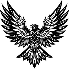 A flying eagle with wings silhouette vector illustration