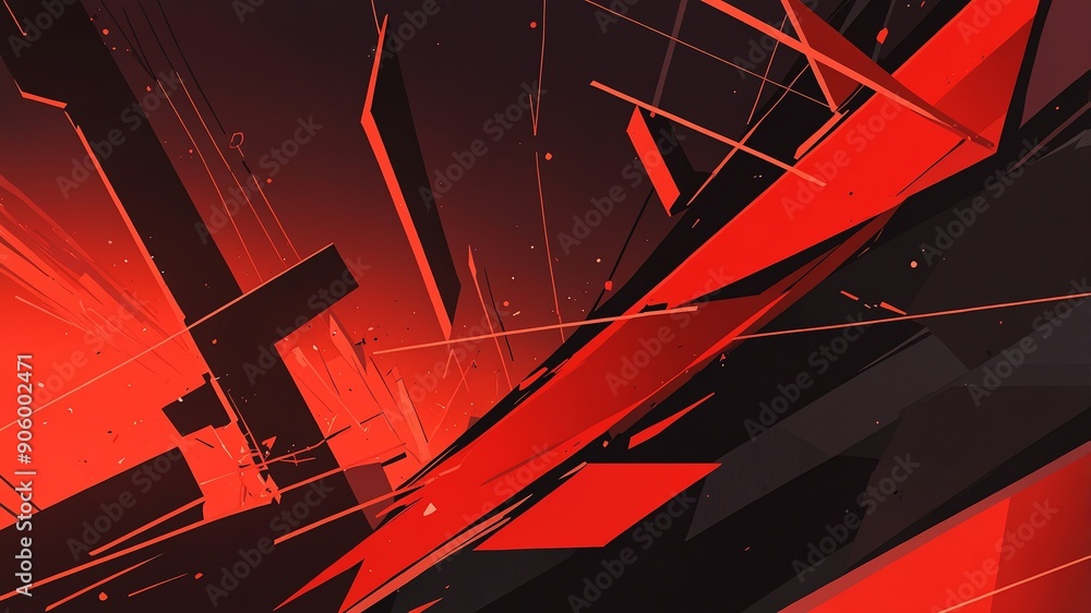 Aufkleber red random shapes retro abstract background illustration art design backdrop copy space