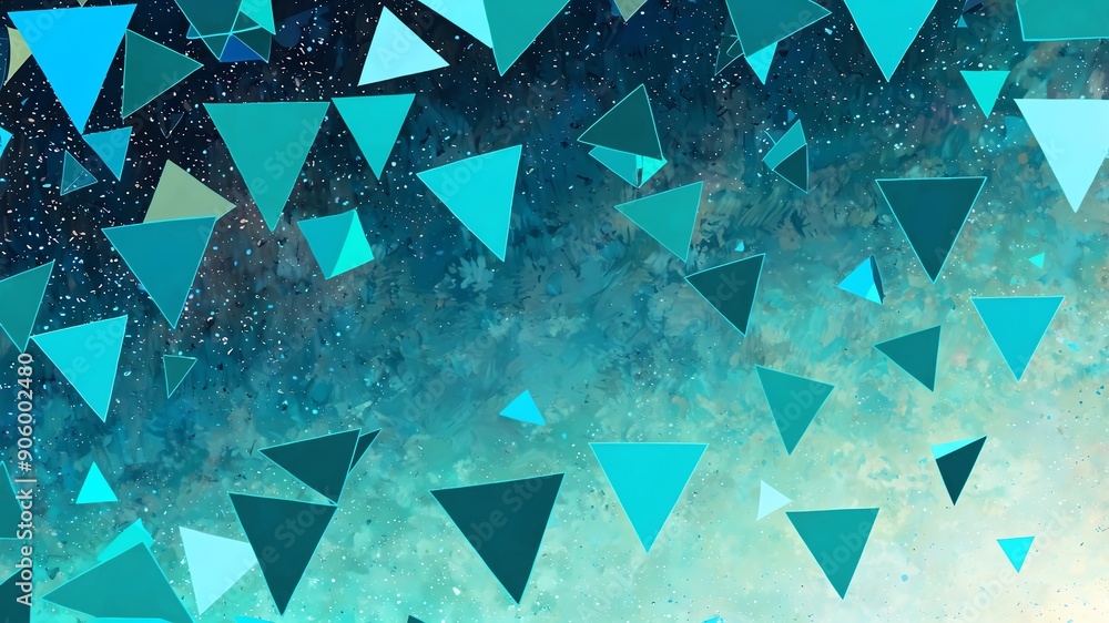 Poster teal triangle pattern shapes retro abstract background illustration art design backdrop copy space
