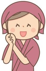 喜ぶ和食料理屋の女性