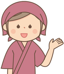 案内をする和食料理屋の女性