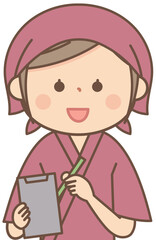 注文をとる和食料理屋の女性