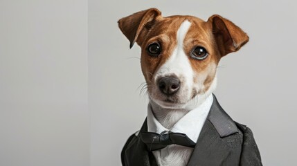 dog wear business suit on a white background
