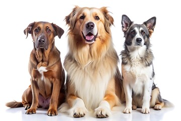 Three Dogs Sitting Together.