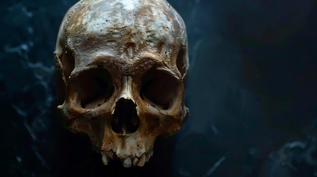 Creepy skull of smoke on dark background