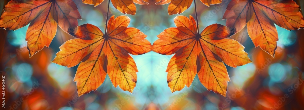 Canvas Prints Vibrant autumn leaves with a colorful, symmetrical composition creating a warm, serene atmosphere.