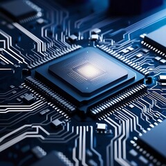 Smart Microchip Background on a Motherboard Closeup Technology Remix