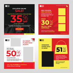 Discount square template for social media with red black theme with powerful design
