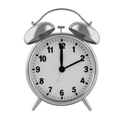 white alarm clock isolated on transparent background 