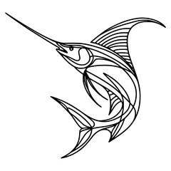one line drawing swordfish animal vector illustration template design