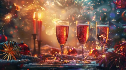 New Year Celebration With Champagne