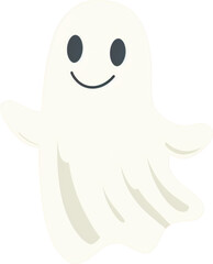 Obraz premium Cheerful cartoon ghost floating isolated on transparent background.