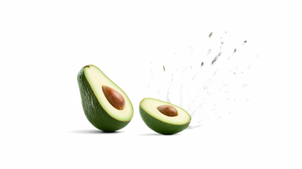 Falling avocado isolated on transparent background