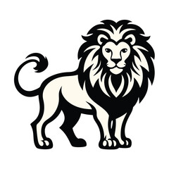 Fototapeta premium Black and White Illustration of a Lion Standing