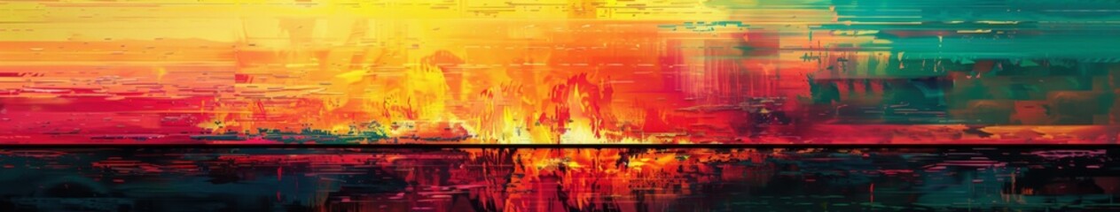 Obraz premium Abstract Digital Glitch Art Fusion: A Vibrant Blend of Modern Technology and Artistic Expression on a Clean Canvas.