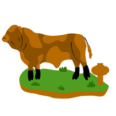 Cow in the grass vector