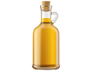 Elegant glass bottle filled with golden oil, showcasing vintage charm and perfect for culinary or wellness-themed visuals.