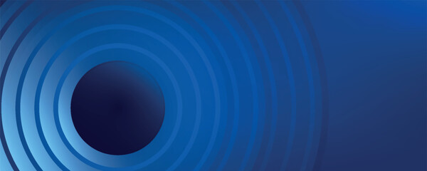 Abstract blue glowing geometric lines on dark blue background. Modern shiny blue circle lines pattern. Futuristic technology concept. Suit for cover