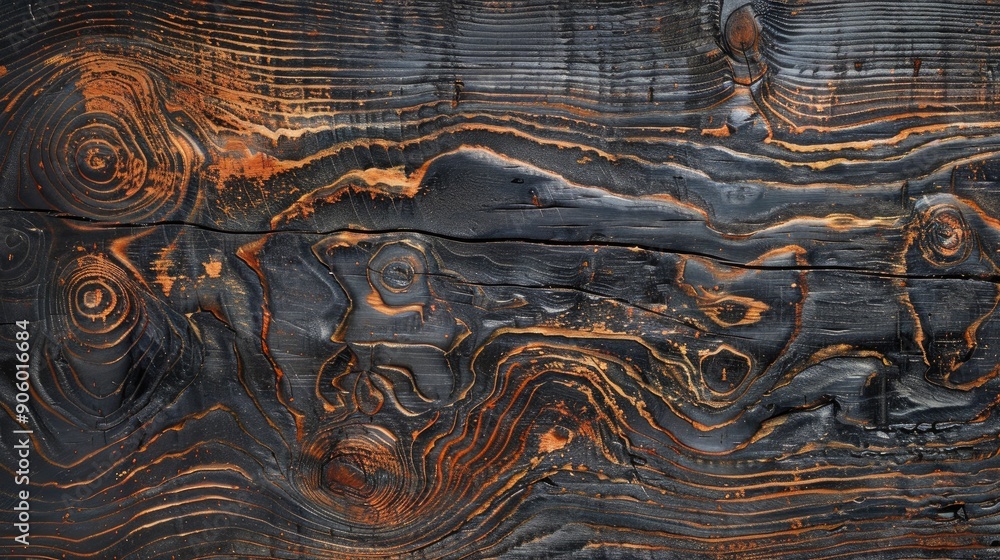 Wall mural Rich natural pattern on aged dark wood surface