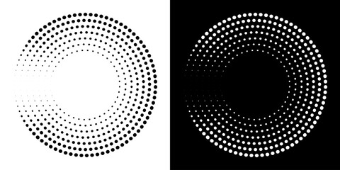 Dotted abstract circle geometric shape. Round circle concentric ring shape.