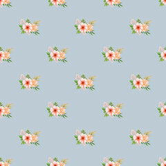 Watercolour floral background with leaves