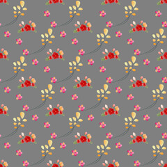 Watercolour floral background with leaves