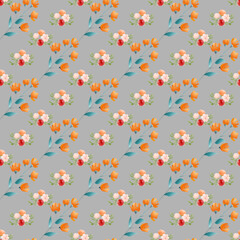 Watercolour floral background with leaves