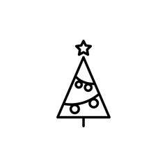 Christmas tree icon in thin line style vector illustration graphic design