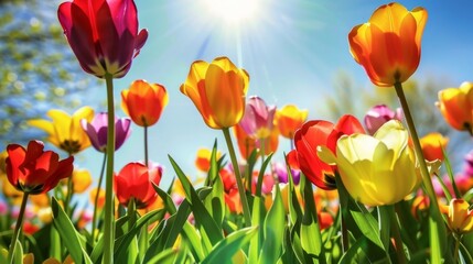 Obraz premium カラフルなチューリップ