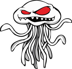 Halloween cartoon spooky jellyfish monster