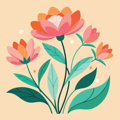 a drawing of flowers with leaves and leaves