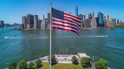 American national flag on sunny day 