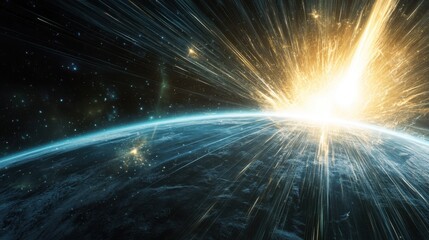 Obraz premium Spectacular Cosmic Rays Dance - Astronomy's Energetic Particles Illuminate Earth's Skies