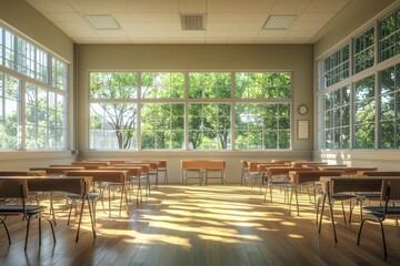 Fototapeta premium Empty School Classroom Interior created with Generative AI